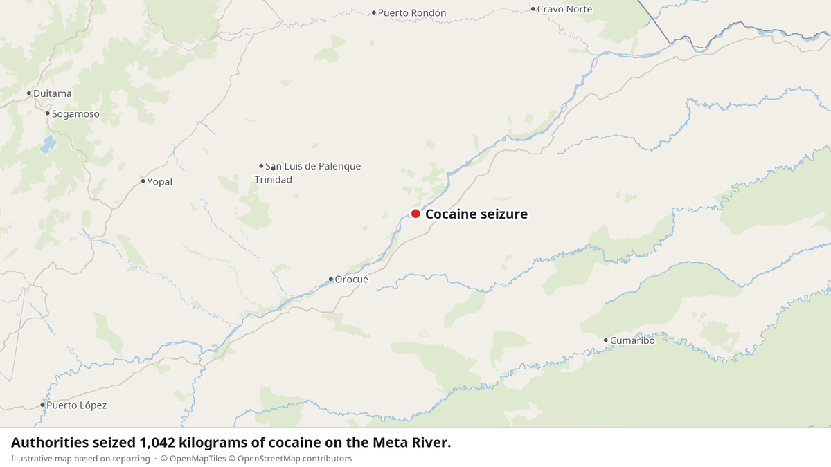 Colombian Forces Seize 1,042 Kilos on Meta River